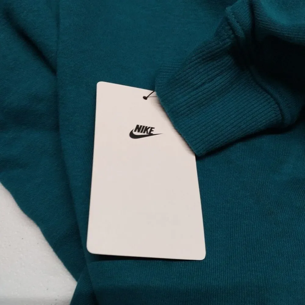 Nike Boys Hoodie Size 4 Teal Pullover Reflective Sleeve Stripe Spellout Swoosh